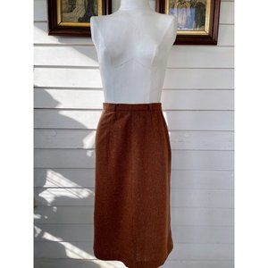Vintage 1970s Brown Wool Blend Skirt Small